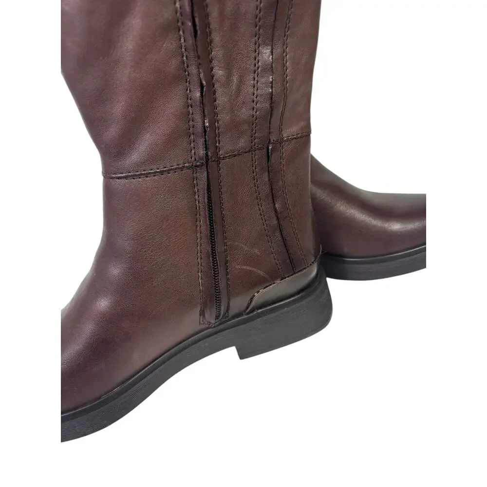 Franco Sarto Brown Leather Over The Knee Riding Boots 7.5M Wide Calf Battina